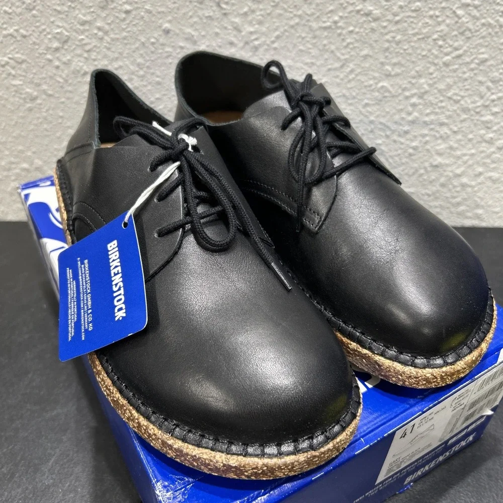 Birkenstock Gary Leather Vintage Wood Black EU 41 US L10 M8 Mens Womens